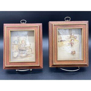 Vintage Holly Hobbie American Greetings 3D Framed Prints Wall Hanging Retro